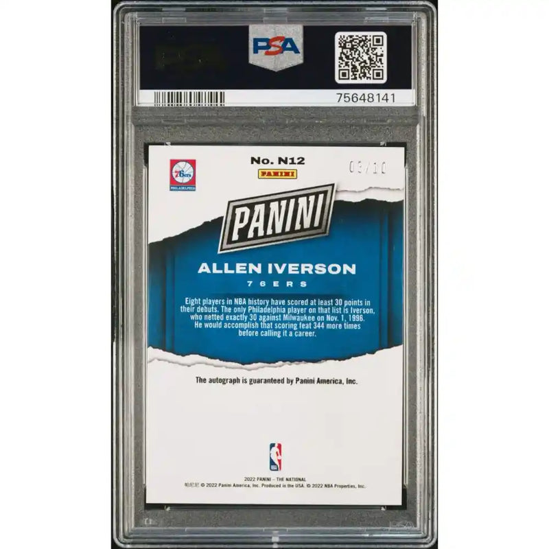 Allen Iverson PSA 10 AUTO #3/10 Jersey Number
